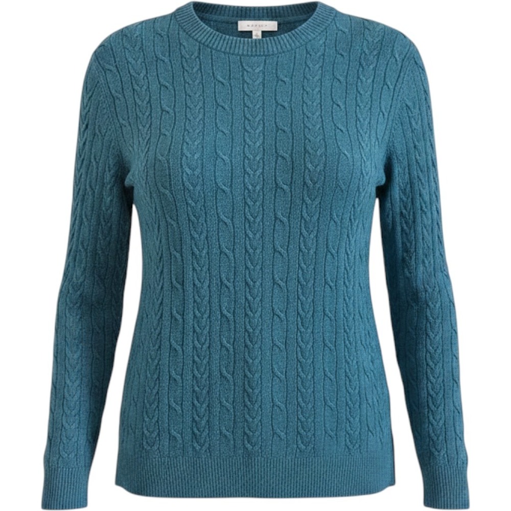 A New Day Sweater Size Small Fisherman Cable Knit Teal Cozy Warm Outdoors